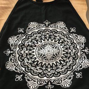 Women's Black and White Mandala Halter Top